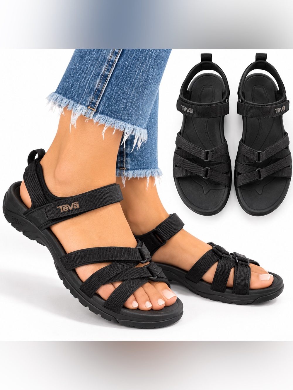 Teva Tirra Black Sport Sandals Women’s Size 9 Adjustable Strappy Hiking